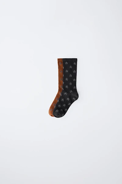 LOT DE DEUX CHAUSSETTES LONGUES ÉTOILES BRILLANTES