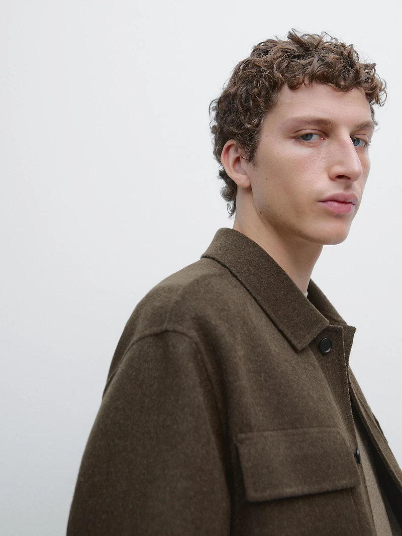 Wool blend overshirt with pockets