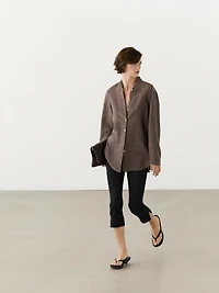 Chemise 100 % lin à col en V