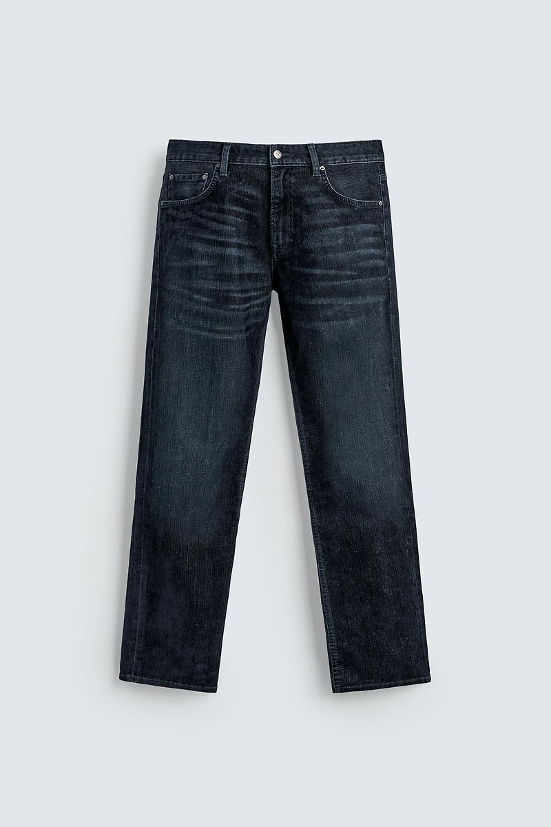 FLOCKED STRAIGHT FIT JEANS