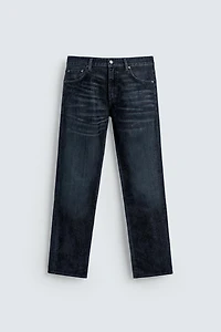 FLOCKED STRAIGHT FIT JEANS