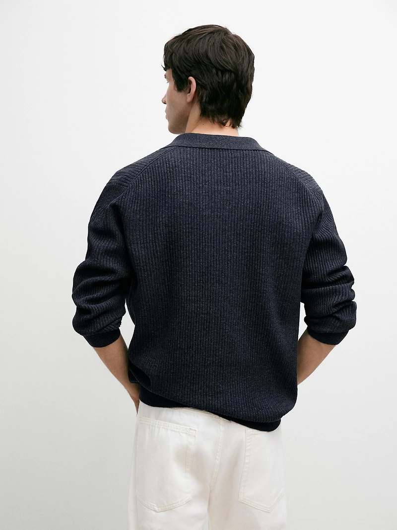 Ribbed button-up knit cardigan