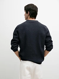 Ribbed button-up knit cardigan