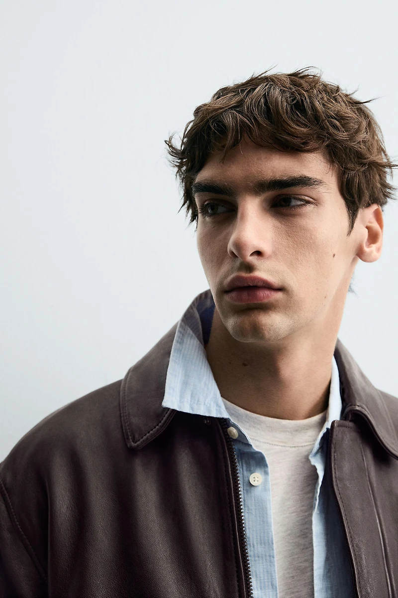 VESTE EN CUIR À POCHES