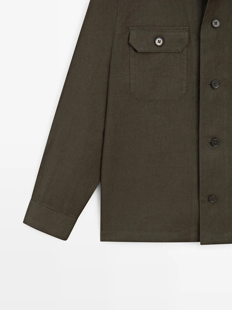Surchemise poches lin total look
