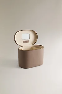TROUSSE DE TOILETTE RIGIDE CUIR MIROIR