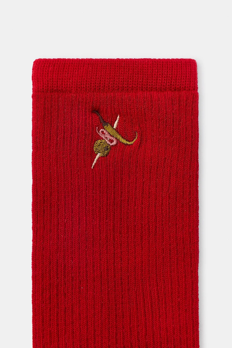 GILDA EMBROIDERED MICRO RIB SOCKS