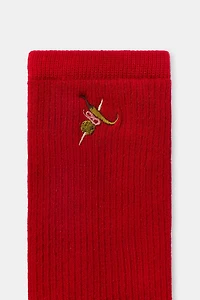 GILDA EMBROIDERED MICRO RIB SOCKS