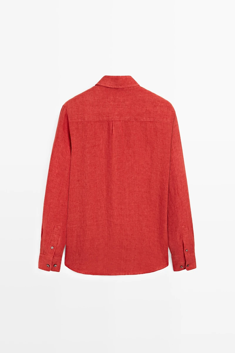 Regular fit 100% linen faded shirt