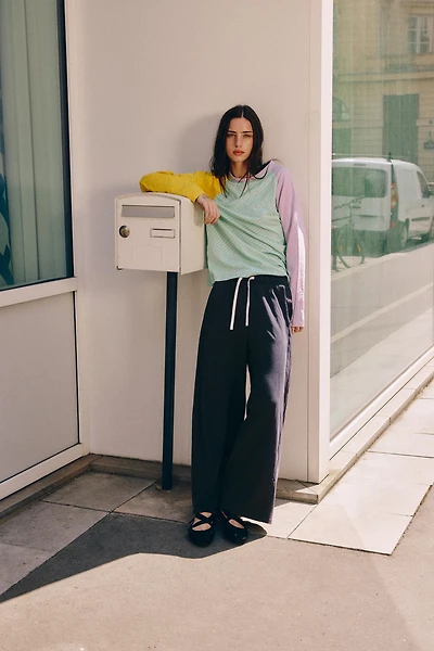 TRICOLOR COTTON AND LINEN T-SHIRT