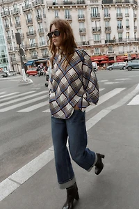 CHEMISE À CARREAUX AVEC COL MONTANT