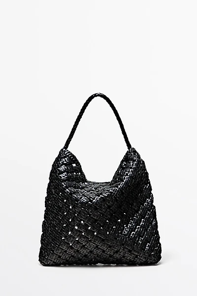Medium braided nappa leather bag