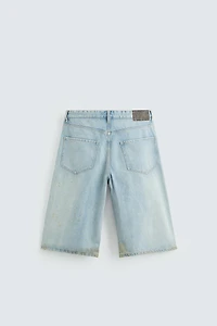 VINTAGE EFFECT BAGGY FIT DENIM SHORTS