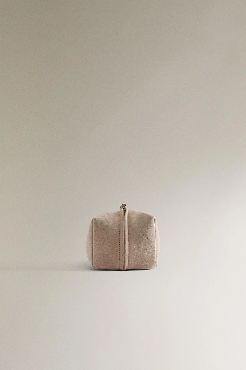 TROUSSE DE TOILETTE CROÛTE DE CUIR FORMAT MOYEN