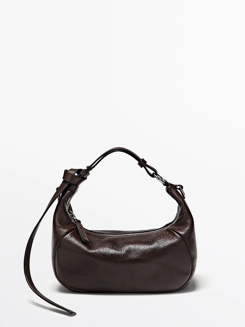 Nappa leather bag with metal buckle