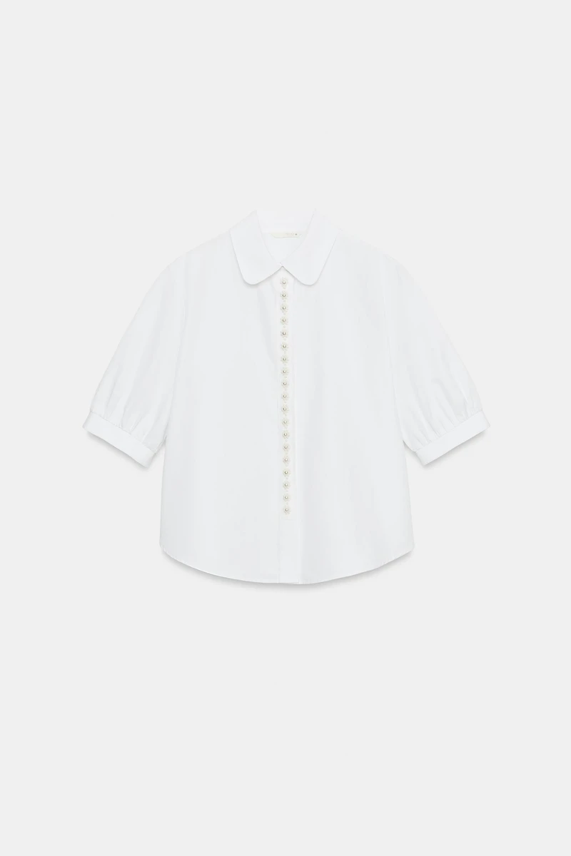 SHORT SLEEVE SHIRT WITH PEARLS