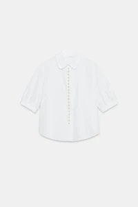 SHORT SLEEVE SHIRT WITH PEARLS