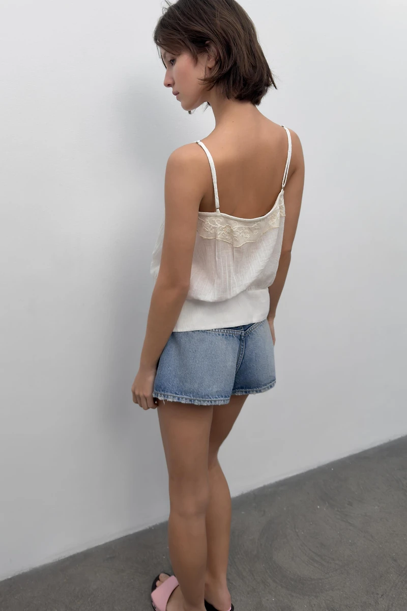 EMBROIDERED GAUZE CAMISOLE