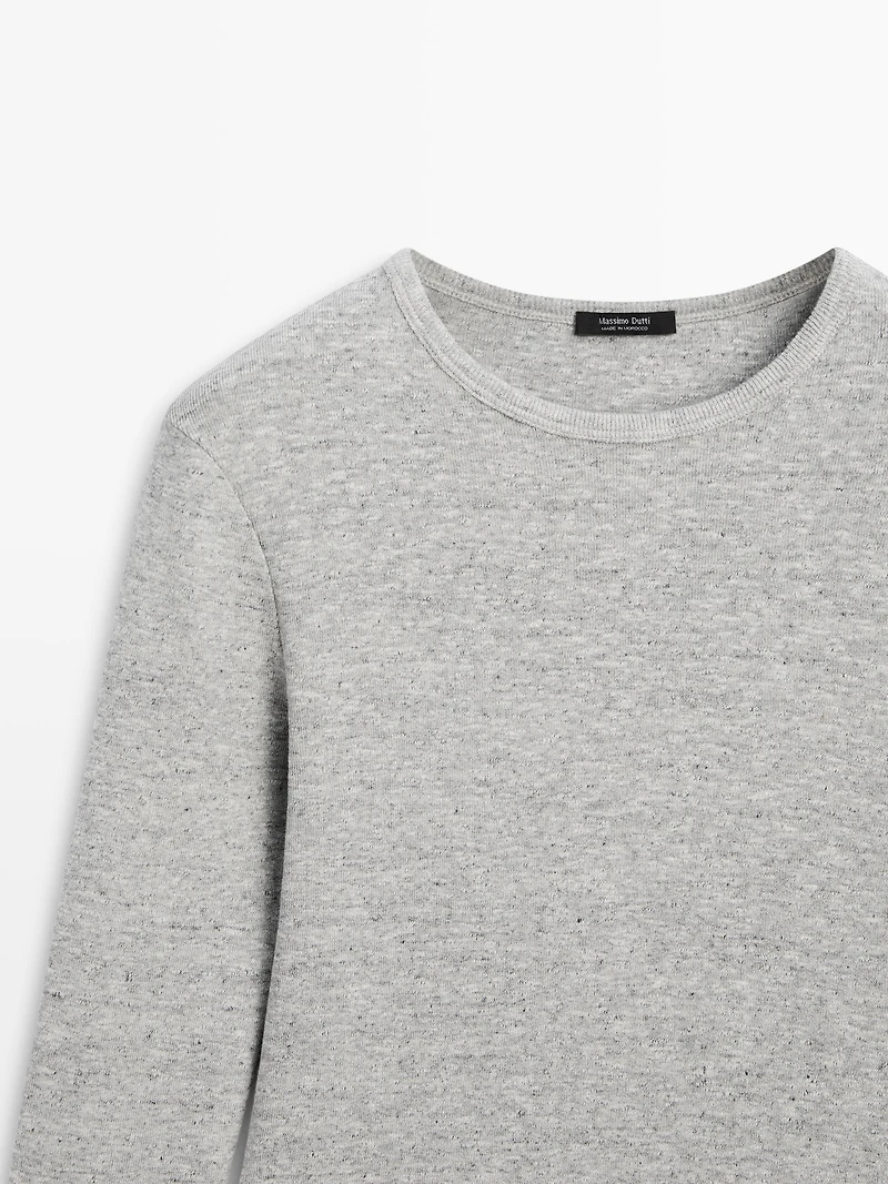 Long sleeve T-shirt with flecked detail