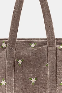 MINI SAC EN DENIM FLEURS BRODÉES