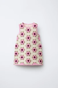 CROCHET KNIT FLORAL DRESS