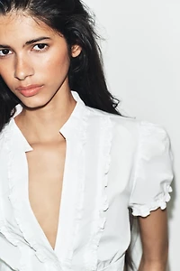 RUFFLED POPLIN SHIRT