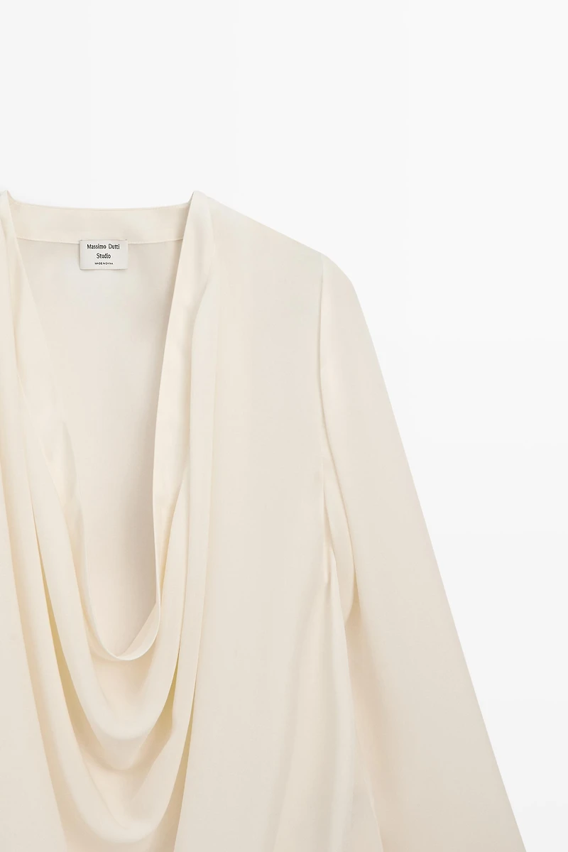 Flowing silk blouse with cowl neckline - STUDIO