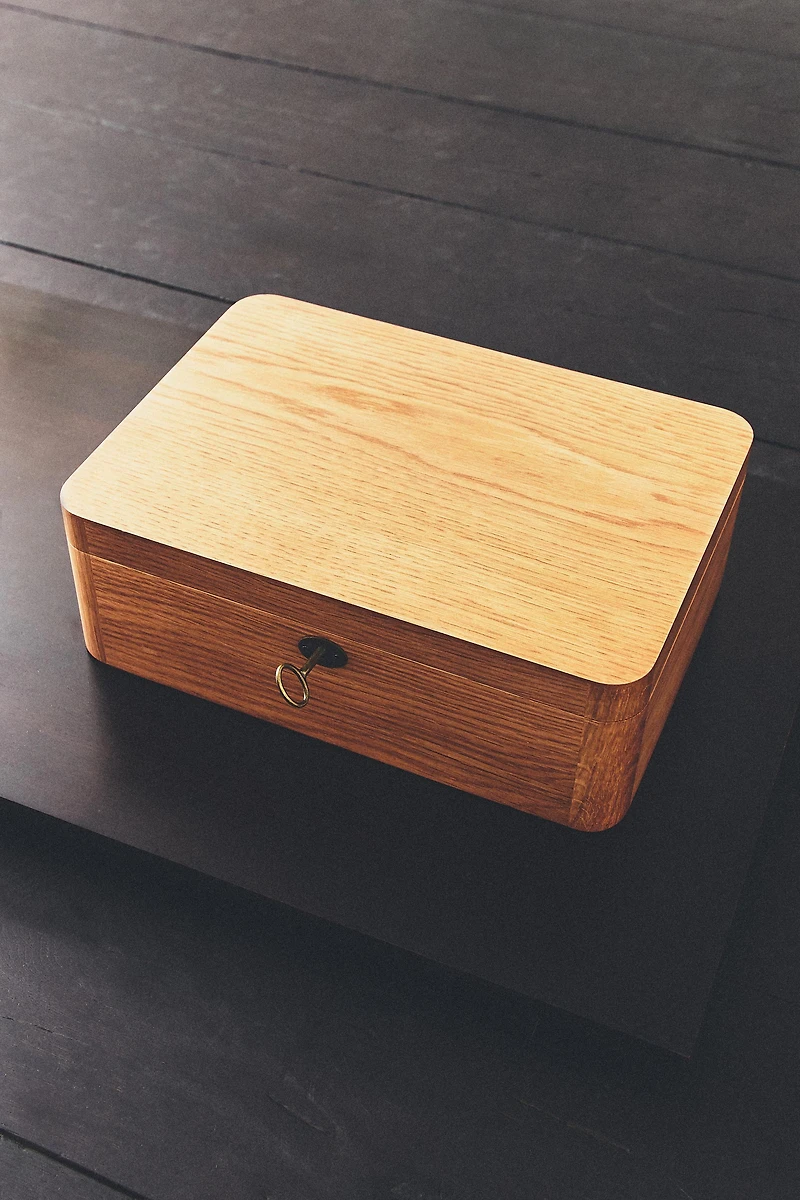 WOODEN JEWELRY BOX WITH MIRROR