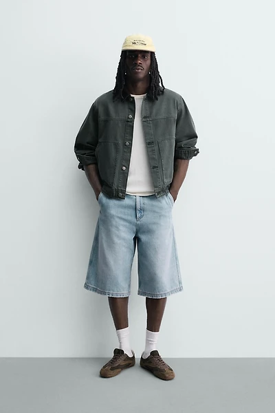 WASHED JACKET WITH COMBINATION COLLAR