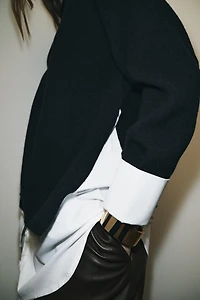 COMBINATION POPLIN KNIT JUMPER