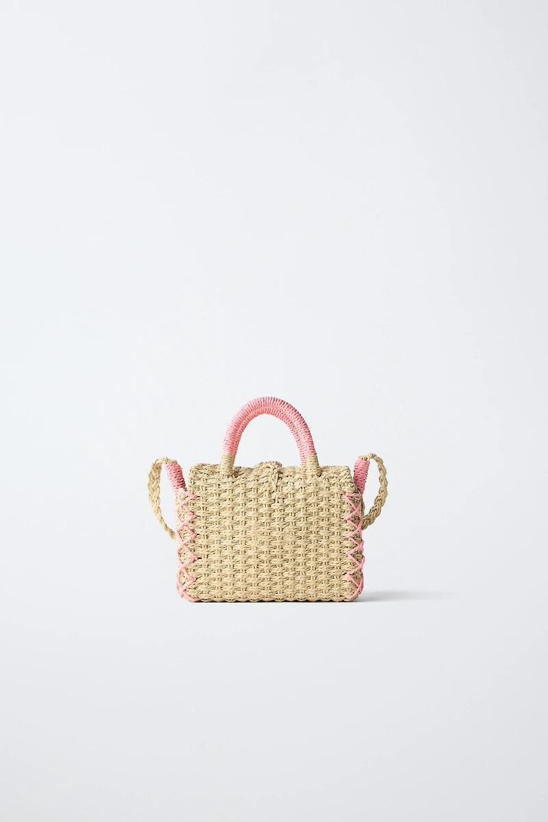 FAUX RAFFIA FLOWER BAG