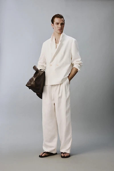 RELAXED FIT VISCOSE LINEN SUIT PANTS