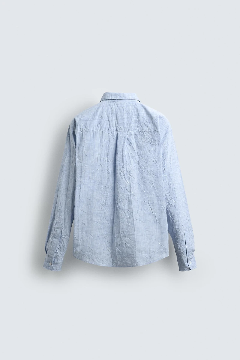 STRIPED WRINKLED EFFECT SHIRT