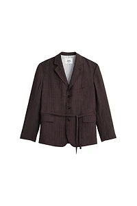 STRIPED VISCOSE - LINEN SUIT JACKET
