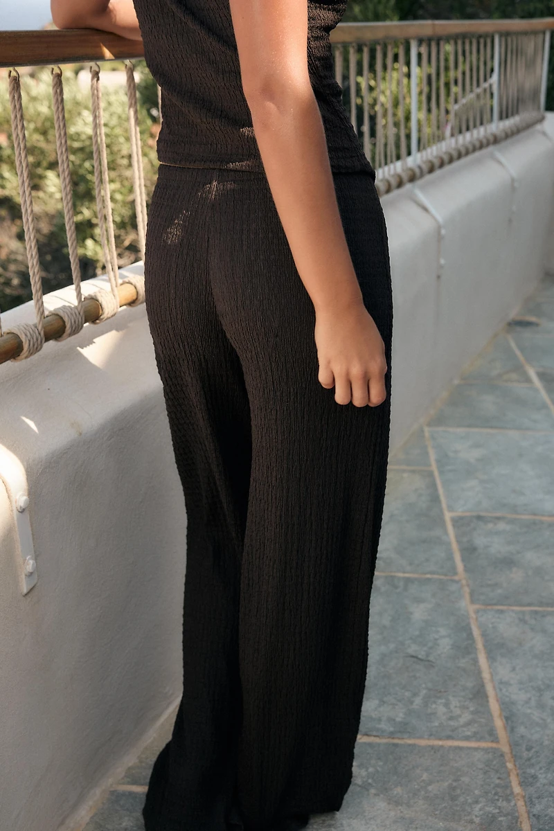 TEXTURED STRAIGHT LEG PANTS