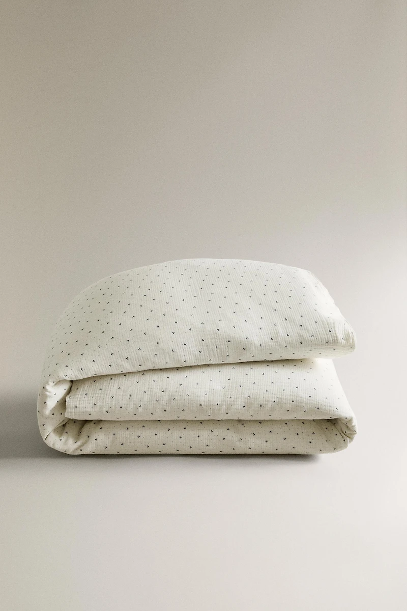 KIDS' COTTON DUVET COVER WITH DOTS