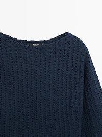 Pull en maille structurée de coton mélangé
