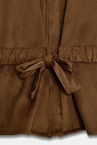 FAUX SUEDE SAFARI SHIRT