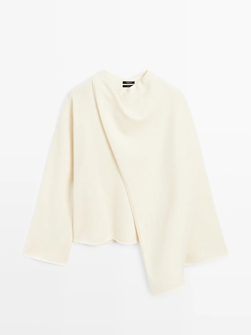 100% wool knit sweater with scarf