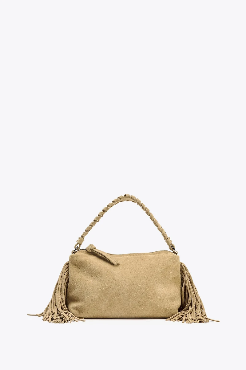 SPLIT LEATHER FRINGED MINI BAG