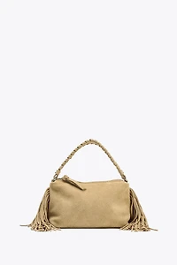 SPLIT LEATHER FRINGED MINI BAG