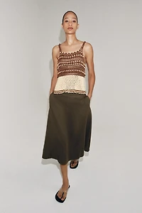 ZW COLLECTION LINEN BLEND MIDI SKIRT