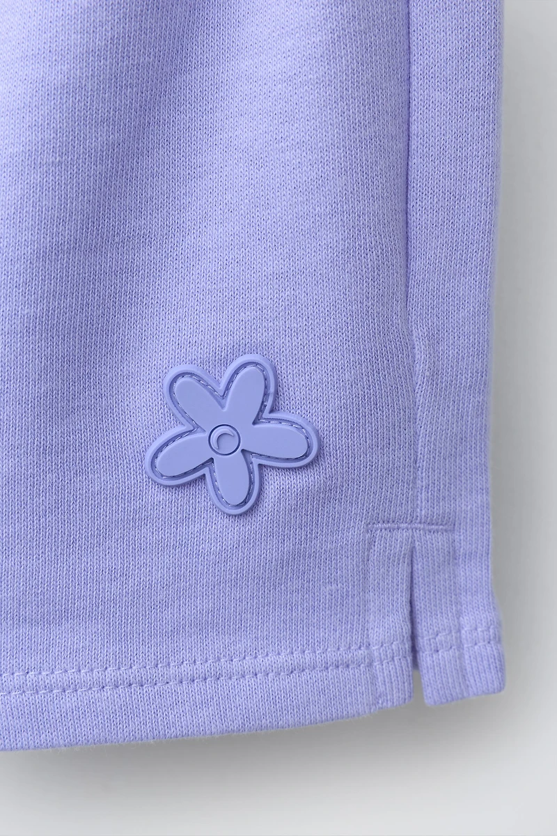 RUBBERIZED APPLIQUÉ PLUSH SHORTS