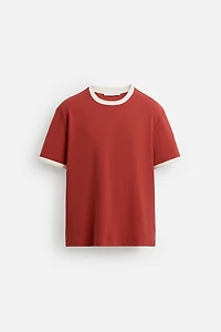 BASIC CONTRAST RIB T-SHIRT