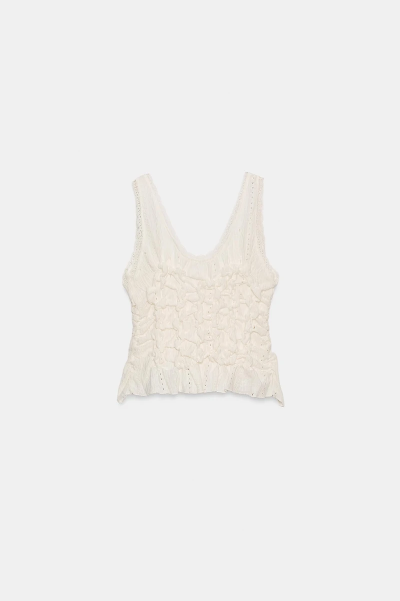 TOP À PLIS ET LACETS