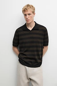 Polo rayé en maille 100 % coton