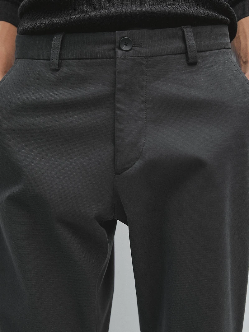 Slim fit textured trousers