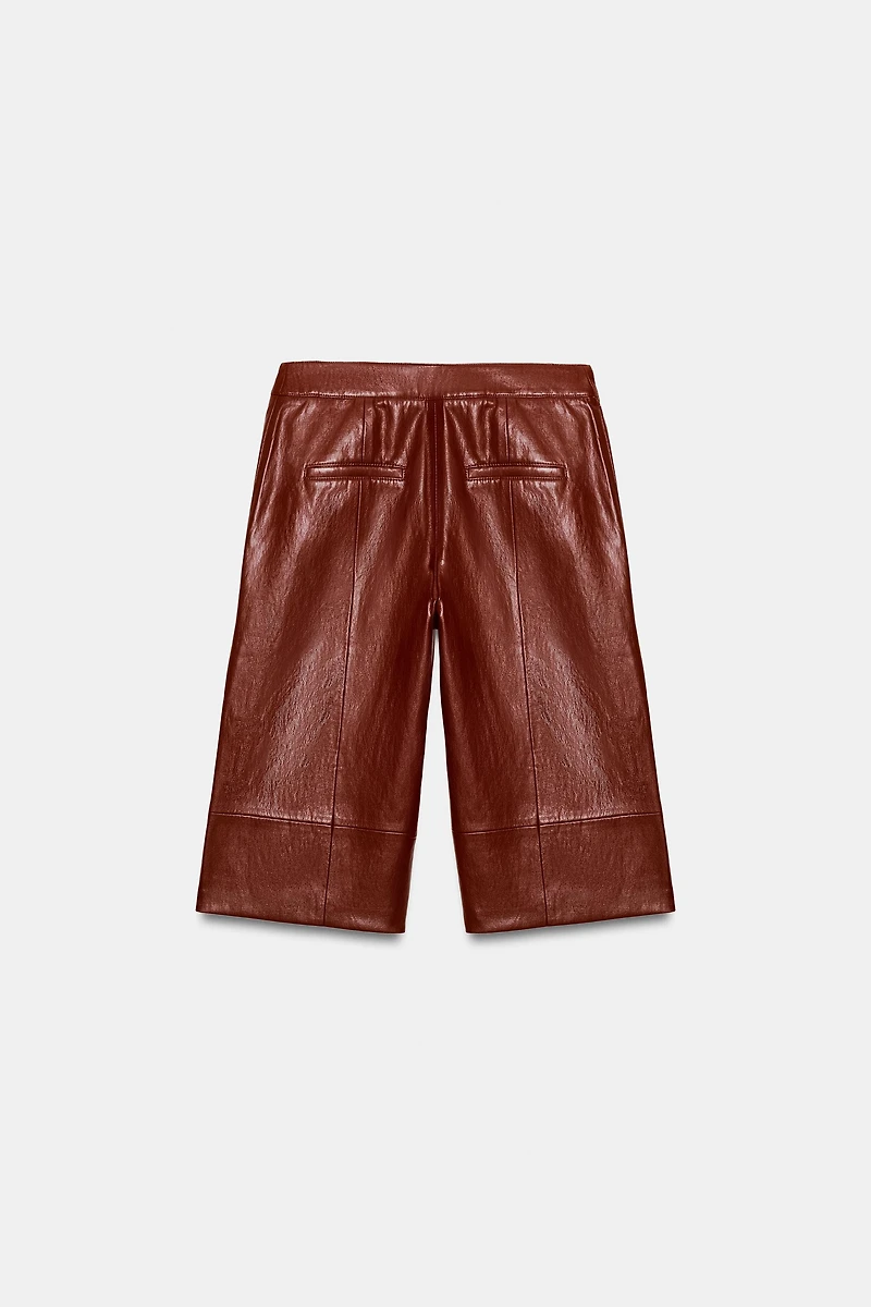 FAUX LEATHER LONG SHORTS