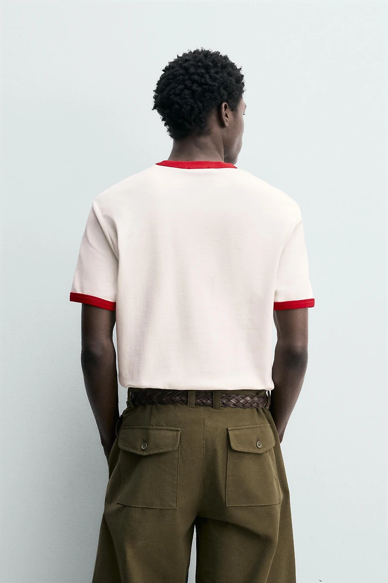 CONTRAST RIB NUMBER T-SHIRT