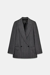 PINSTRIPE WOOL BLEND BLAZER ZW COLLECTION